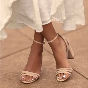 Nude shade ankle strap heels
